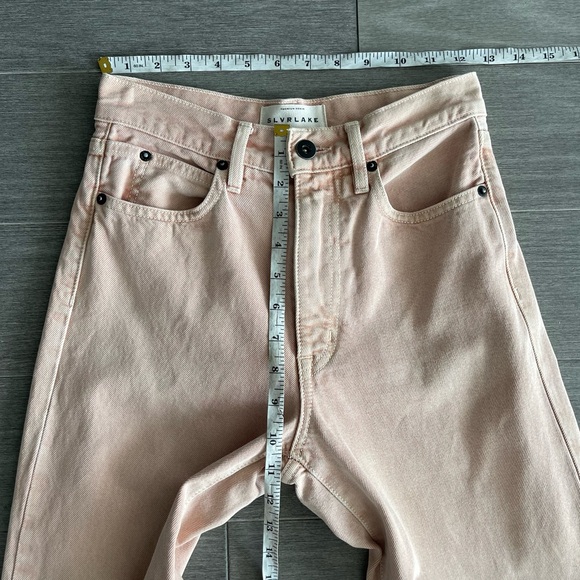SLVRLAKE Grace High Rise Ankle Jeans Size 24 Dusty Pink Coral Wide Leg USA Made - Picture 14 of 16